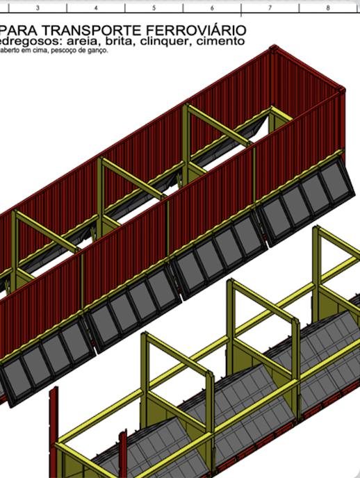 Modelo 3D de vagão para transporte de granéis pétreos